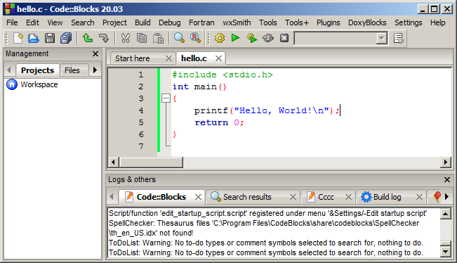 Code Blocks on Windows with a source file open